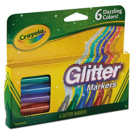 Crayola Assorted Marker, Glitter, Assorted, PK6, 6 PK 588629
